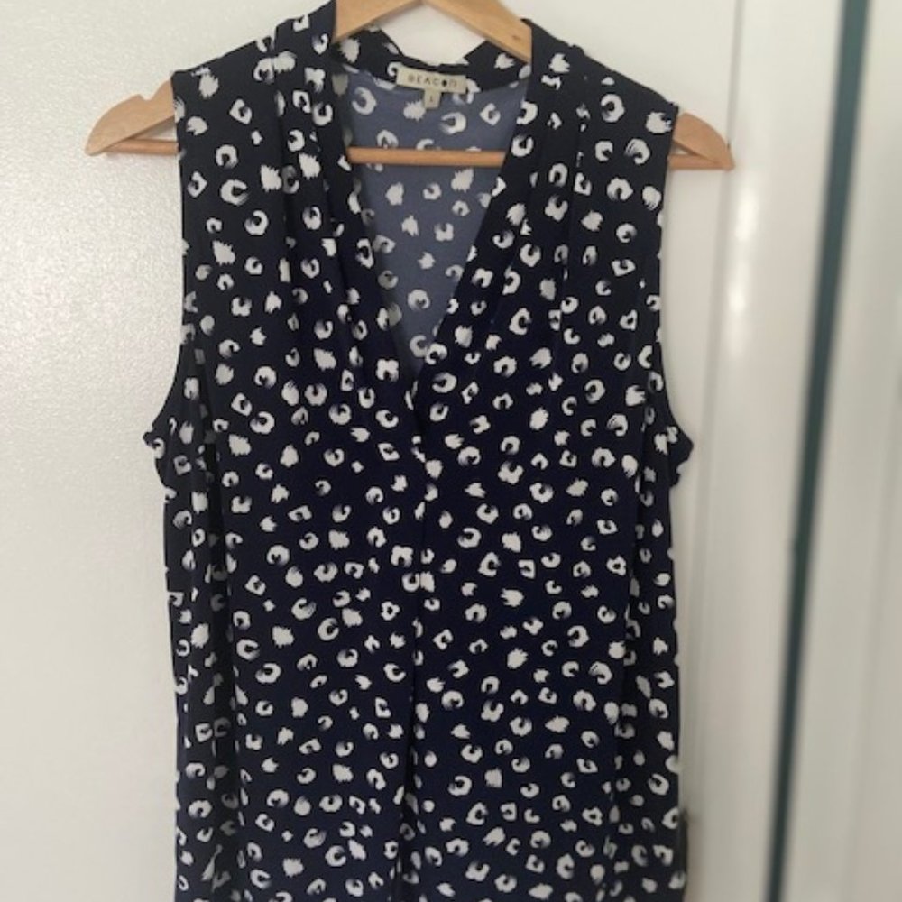 Blue and White Sleeveless Top